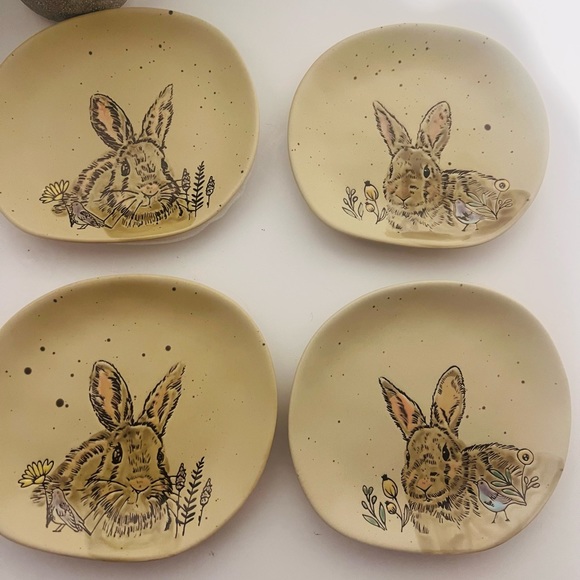 Spring Beige Multi-Color Rabbit Spring,6” Easter Dessert/Appetizer Plates NWT - Picture 9 of 14